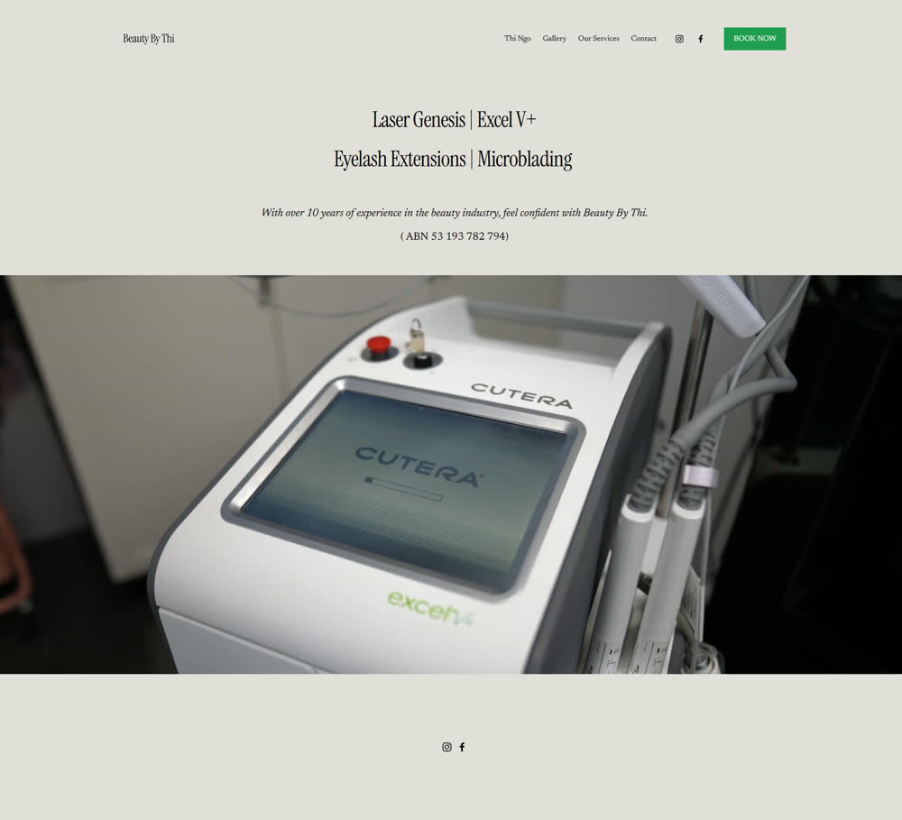 Full page screenshot of the current Beauty By Thi site